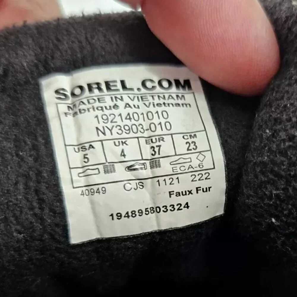 Sorel Whitney II Black Leather Waterproof Winter Boot Women 5 US